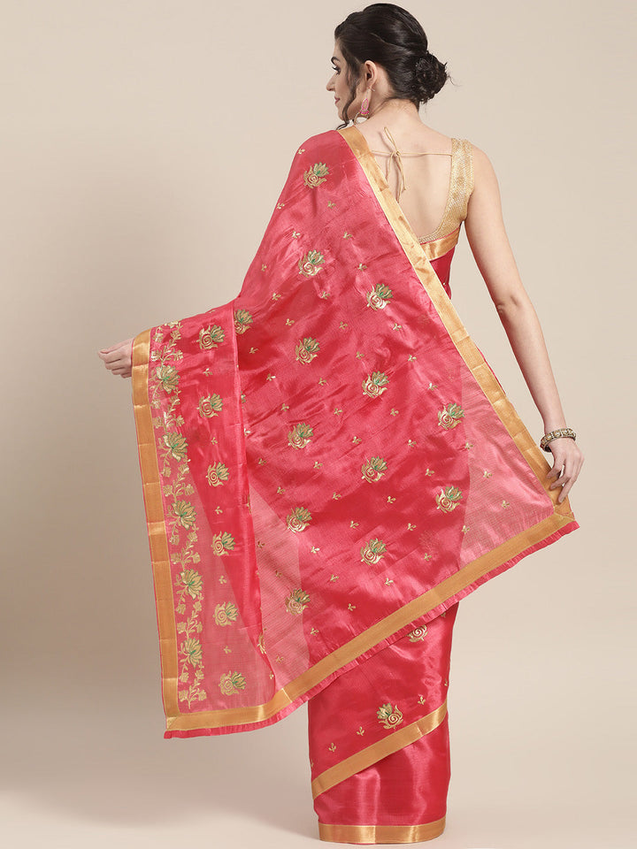Tussar Silk Saree with Floral Zari Motifs