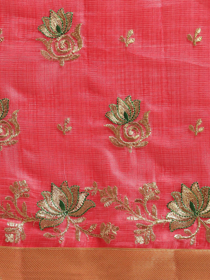 Tussar Silk Saree with Floral Zari Motifs