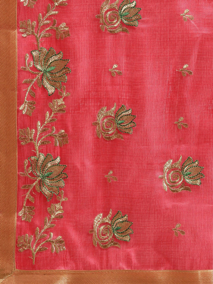Tussar Silk Saree with Floral Zari Motifs