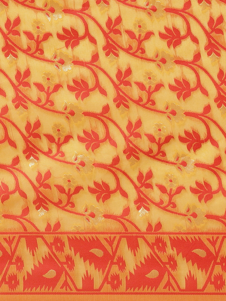 Handloom Chanderi Saree with Abstract woven pattern and Gold Zari weaving