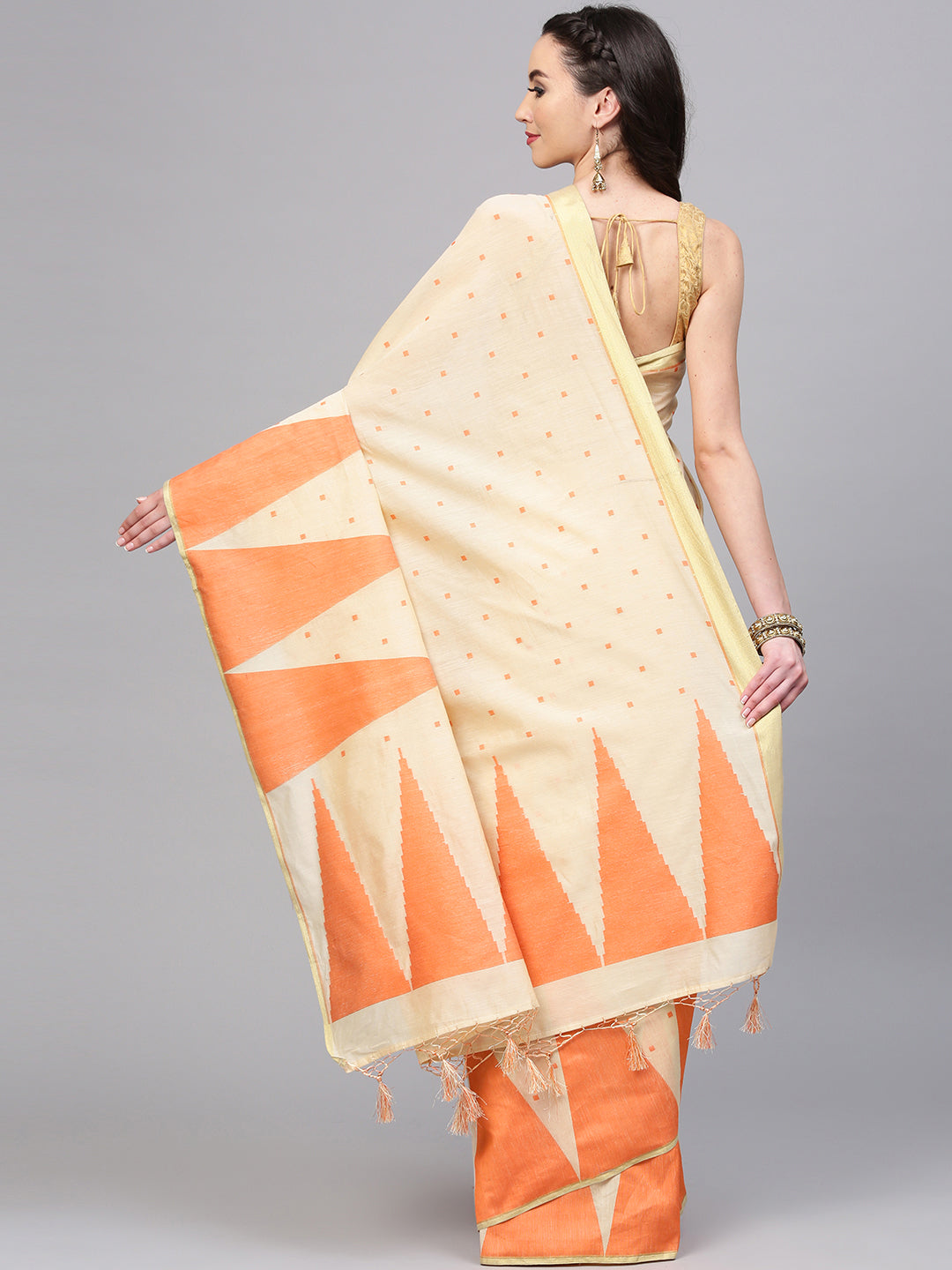 Banarasi Silk Saree with Handloom Woven Temple Pattern