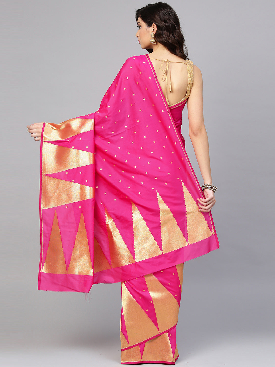 Banarasi Silk Saree with Handloom Woven Temple Pattern