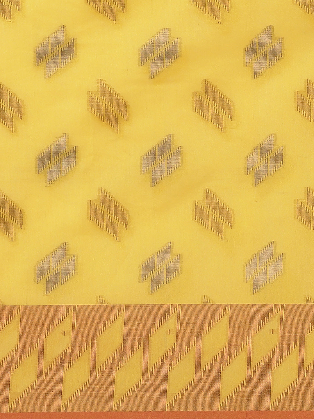 Handloom Chanderi Saree with Abstract woven pattern and a contrast border