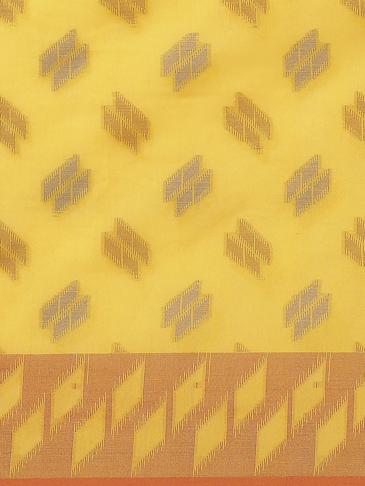 Handloom Chanderi Saree with Abstract woven pattern and a contrast border