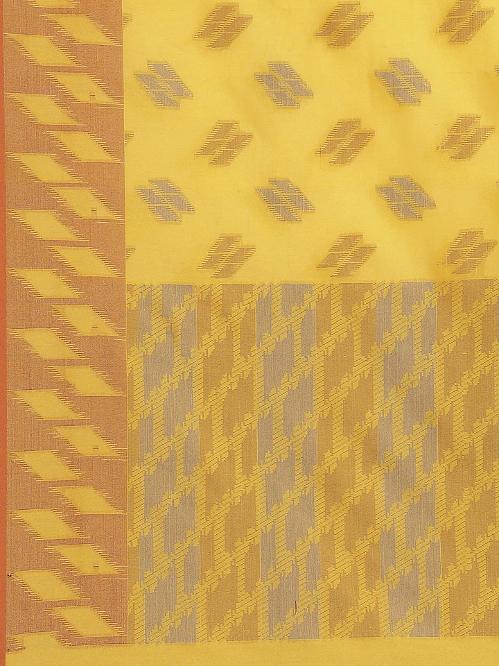 Handloom Chanderi Saree with Abstract woven pattern and a contrast border