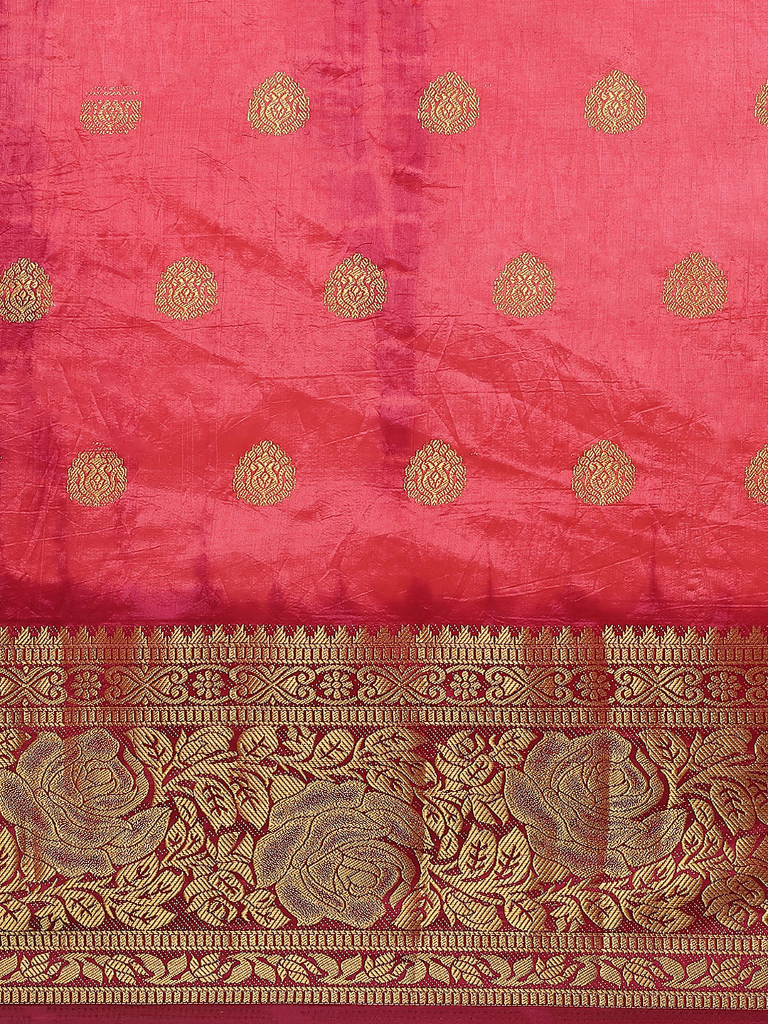 Pink & Magenta B&hani Dyed saree with Zari Brocade Weaving border
