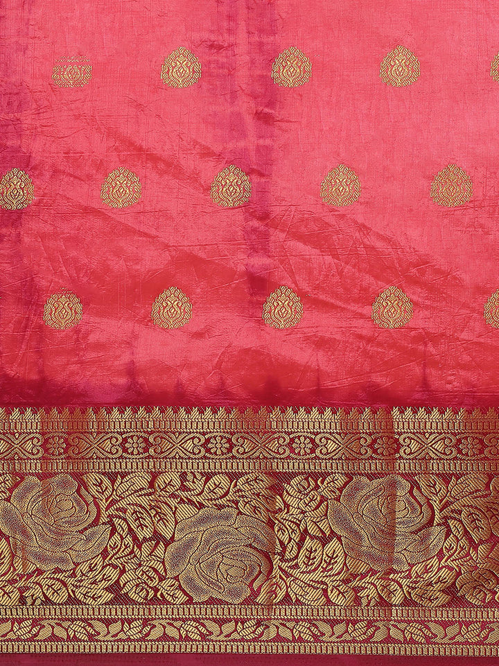 Pink & Magenta B&hani Dyed saree with Zari Brocade Weaving border