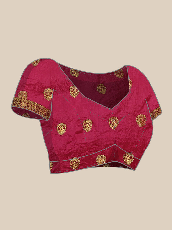 Pink & Magenta B&hani Dyed saree with Zari Brocade Weaving border