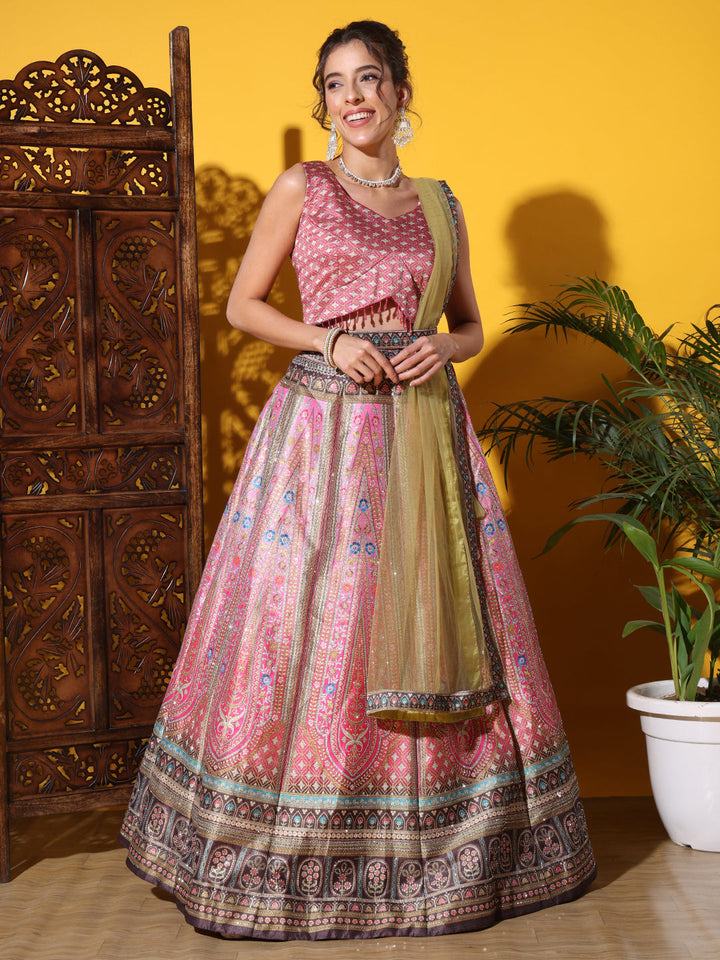 Kalidar Floral Digital Print Lehenga Set