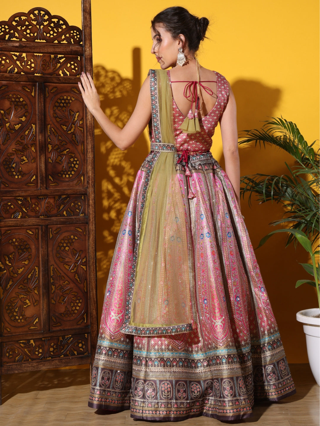 Kalidar Floral Digital Print Lehenga Set