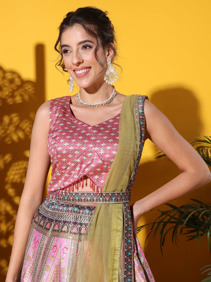 Kalidar Floral Digital Print Lehenga Set