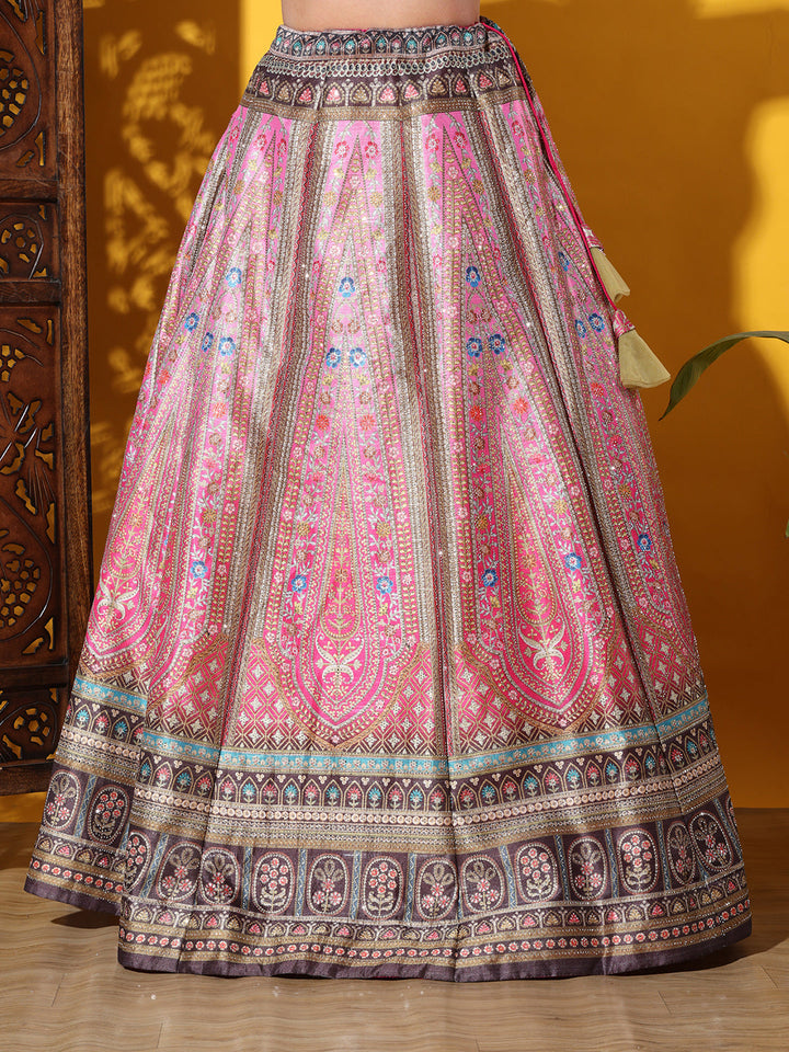 Kalidar Floral Digital Print Lehenga Set