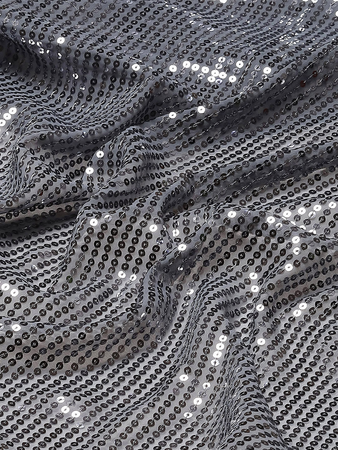 Grey Heavy Sequin Embellished Party Georgette Bling Cocktail Saree