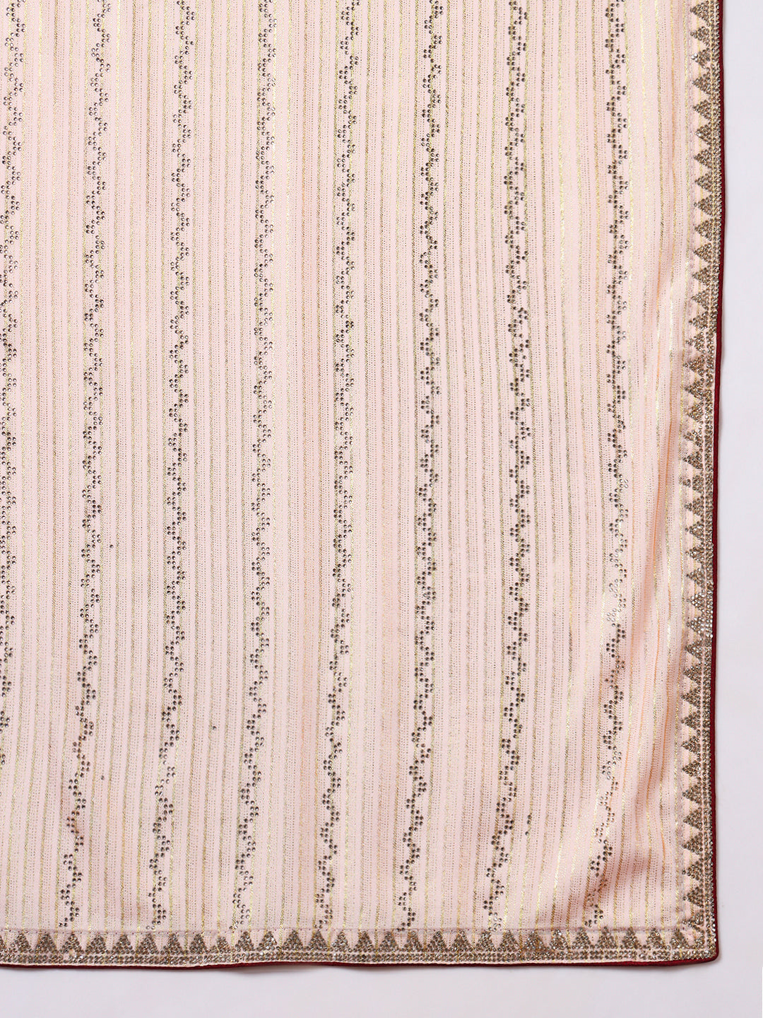Crystal Swarovski Embellished Satin Georgette Cocktail Saree with Weaved Zari Stripes