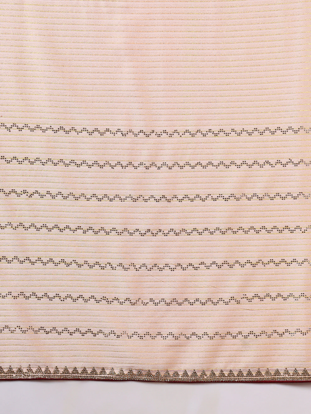 Crystal Swarovski Embellished Satin Georgette Cocktail Saree with Weaved Zari Stripes