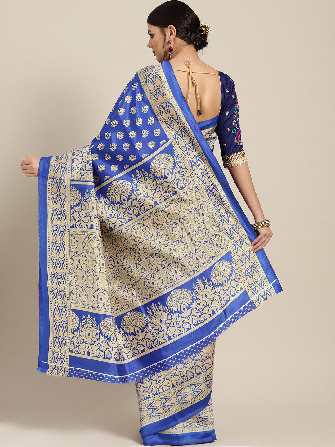 Patola Silk Floral Print Half-And-Half Bhagalpuri Saree
