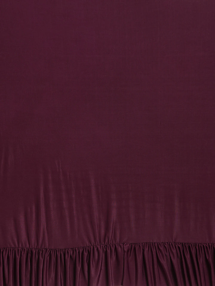 Draped Ruffled Pre-stitched Saree with Tassled Jeweled Neckpiece