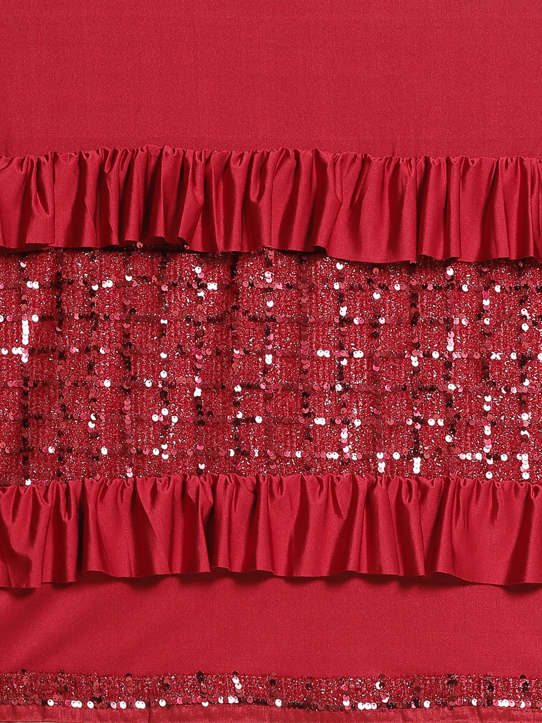 Ruffled Bling Pre-stitched Saree with Festive Layering & Sequence Embroidery Patchwork