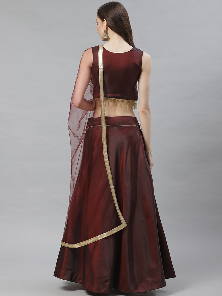 Made To Measure Embellished Lehenga Set with Floral Gold Zari Embroidery and Tassels