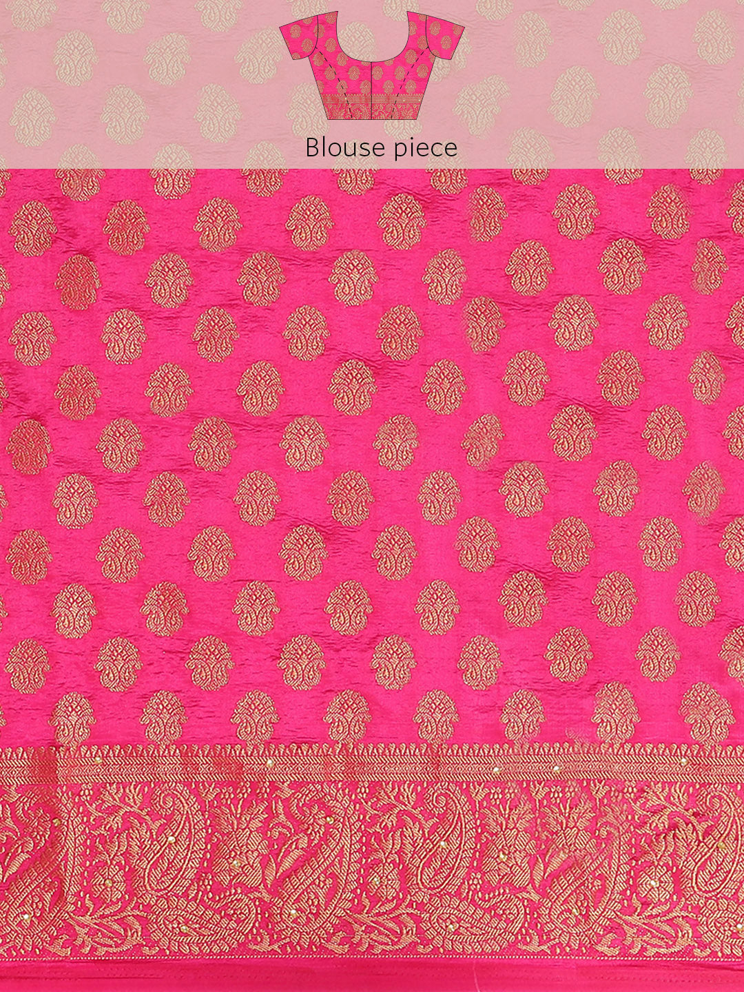 Banarasi Ethnic & Paisley Motifs Stone Embellished Silk Saree