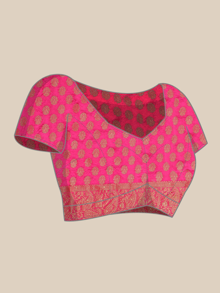 Banarasi Ethnic & Paisley Motifs Stone Embellished Silk Saree