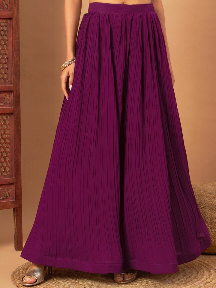 Georgette Indo-western Set with Sequin Embroidered Floor length Jacket & Pleated Skirt