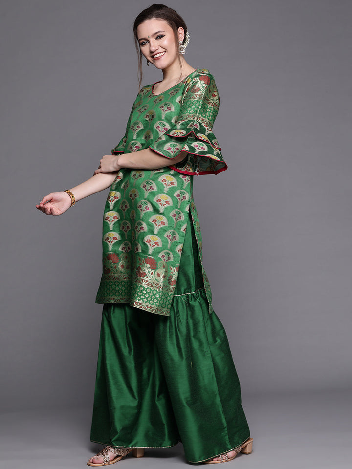 Banarasi Silk Kurta Sharara Set with Resham Weaving