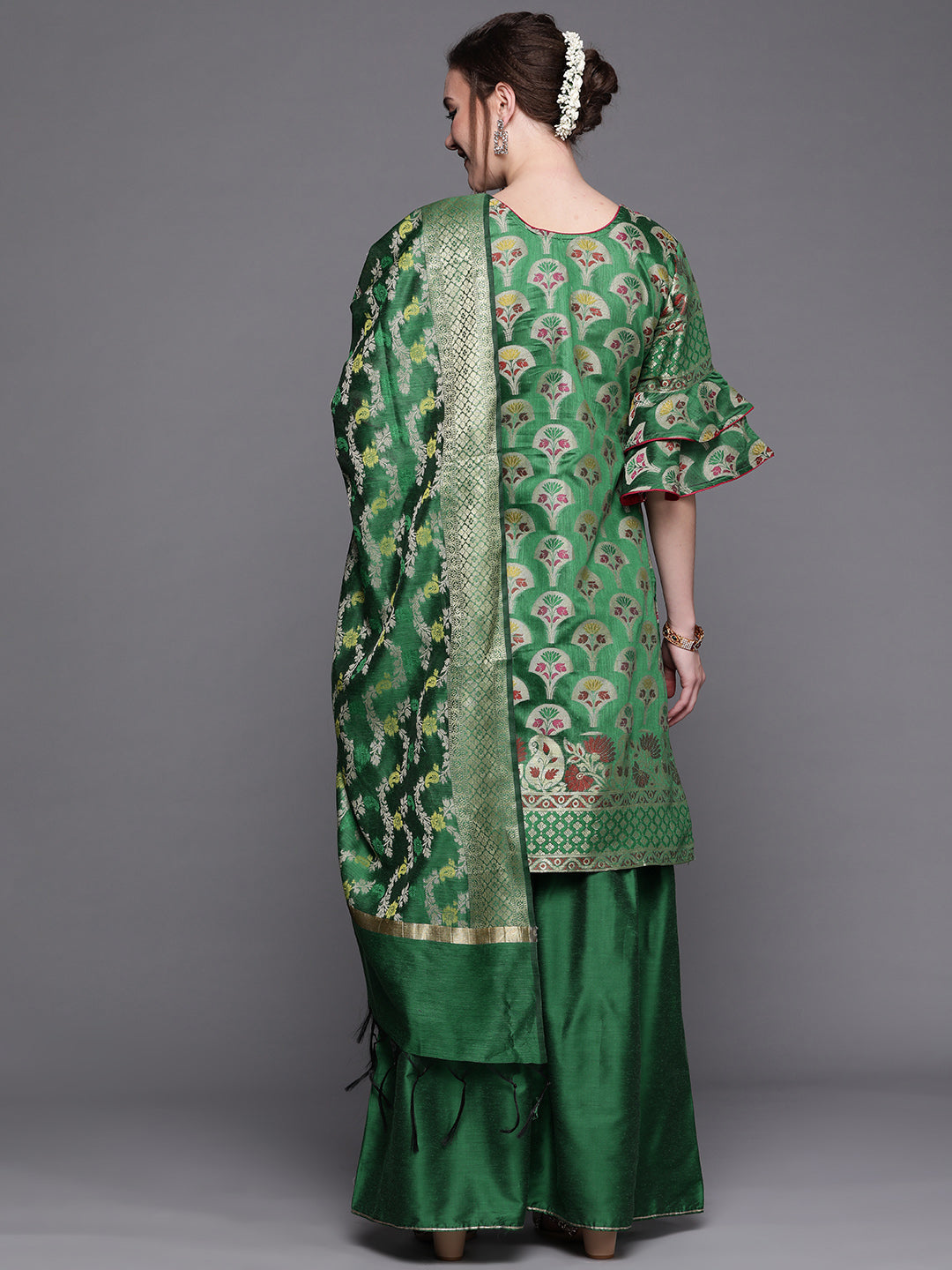 Banarasi Silk Kurta Sharara Set with Resham Weaving