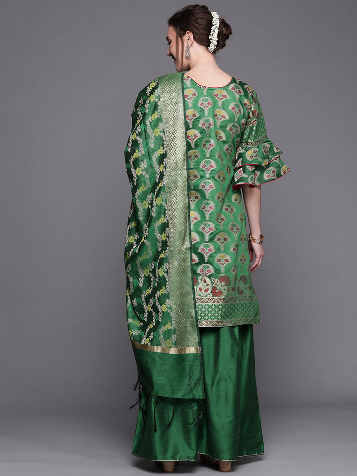 Banarasi Silk Kurta Sharara Set with Resham Weaving