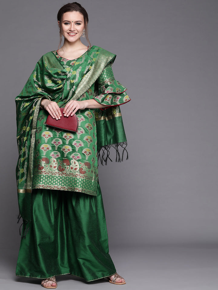 Banarasi Silk Kurta Sharara Set with Resham Weaving