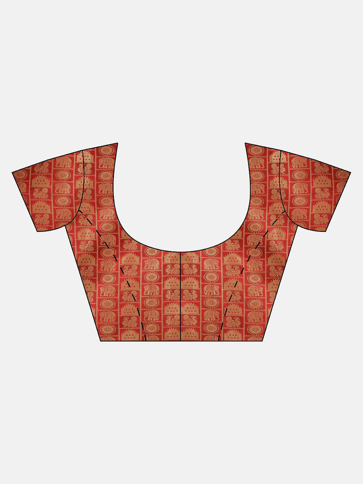 Banarasi Chanderi Checkered Saree with Contrast Brocade Blouse &Heavy Pallu with Tassels