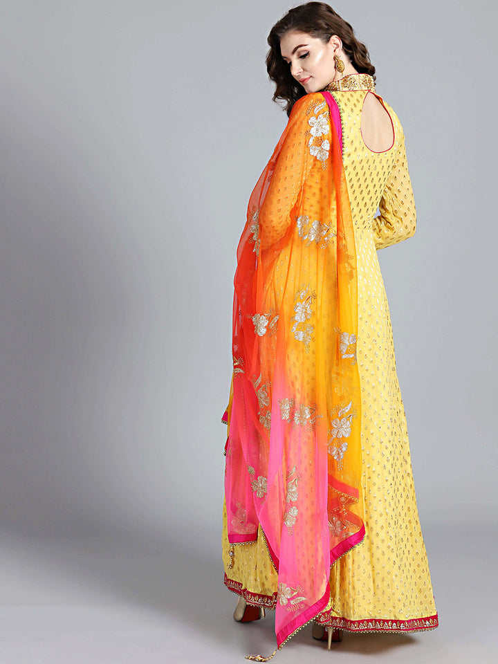 Khaddi Georgette Woven Suit with Embroidered Dupatta