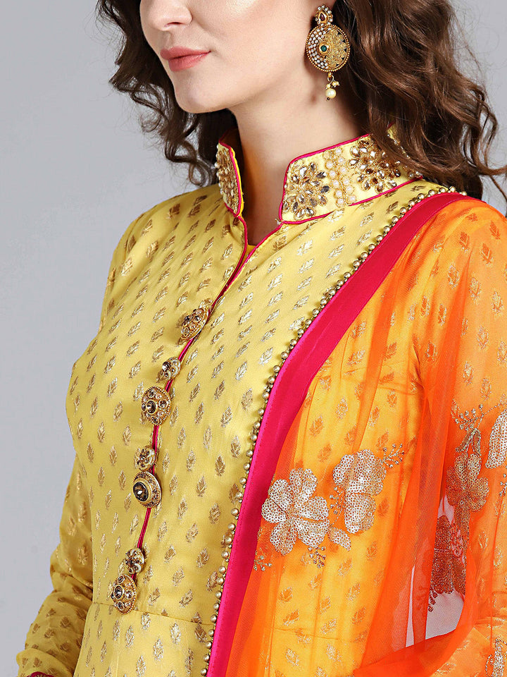 Khaddi Georgette Woven Suit with Embroidered Dupatta
