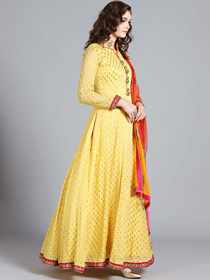 Khaddi Georgette Woven Suit with Embroidered Dupatta