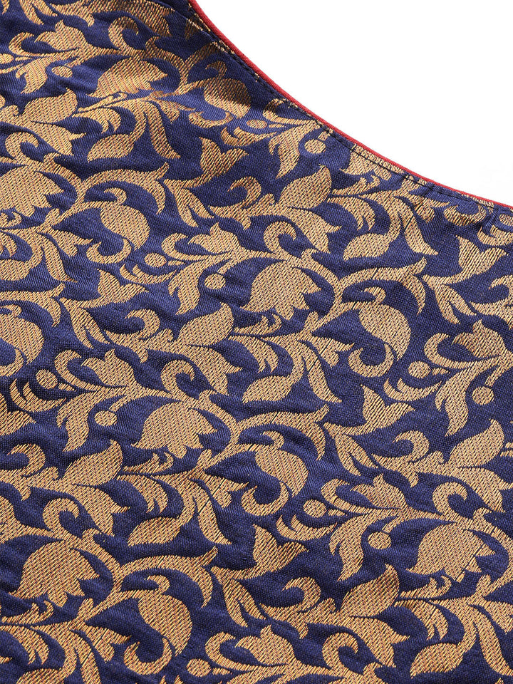 Banarasi Semi-stitched Lehenga Set with Peacock Motifs
