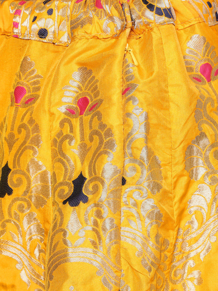 Banarasi Semi-stitched Lehenga Set with Peacock Motifs