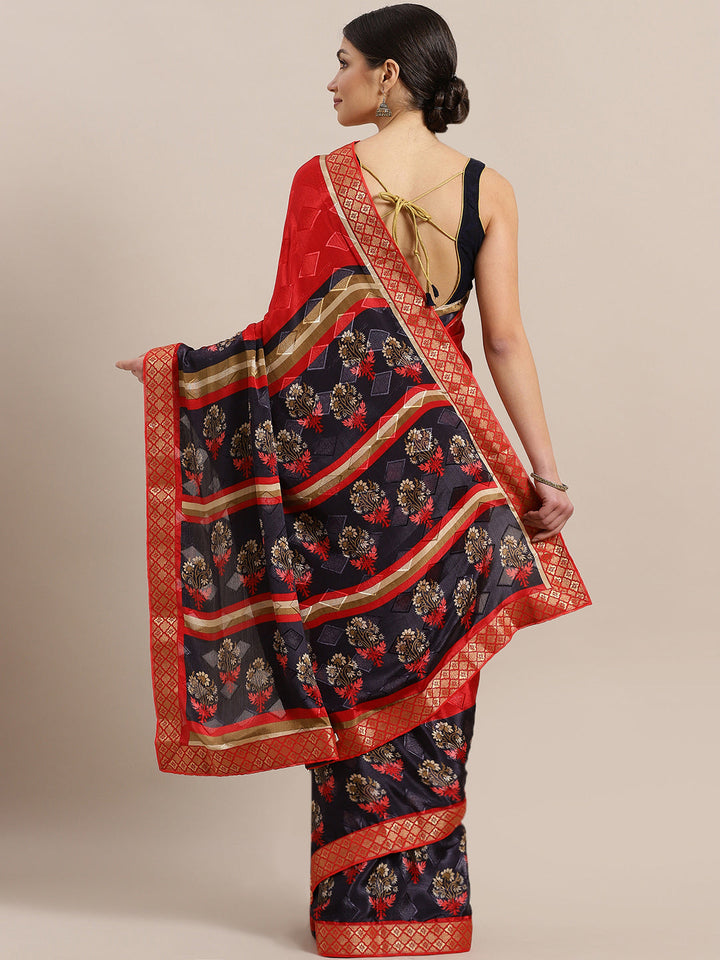 Crepe Printed Saree with Floral Digital print