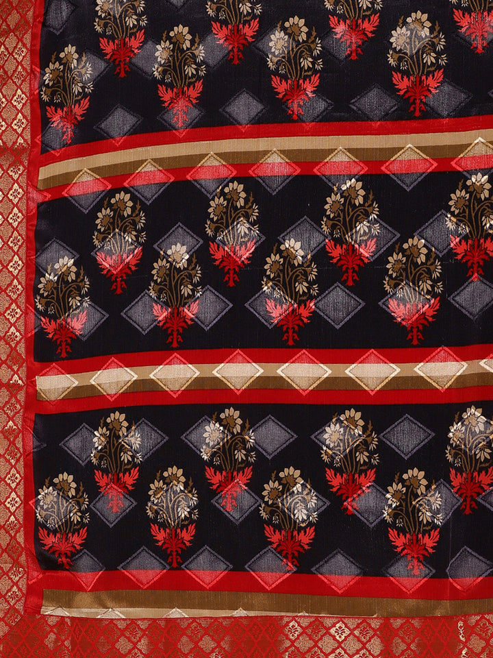 Crepe Printed Saree with Floral Digital print