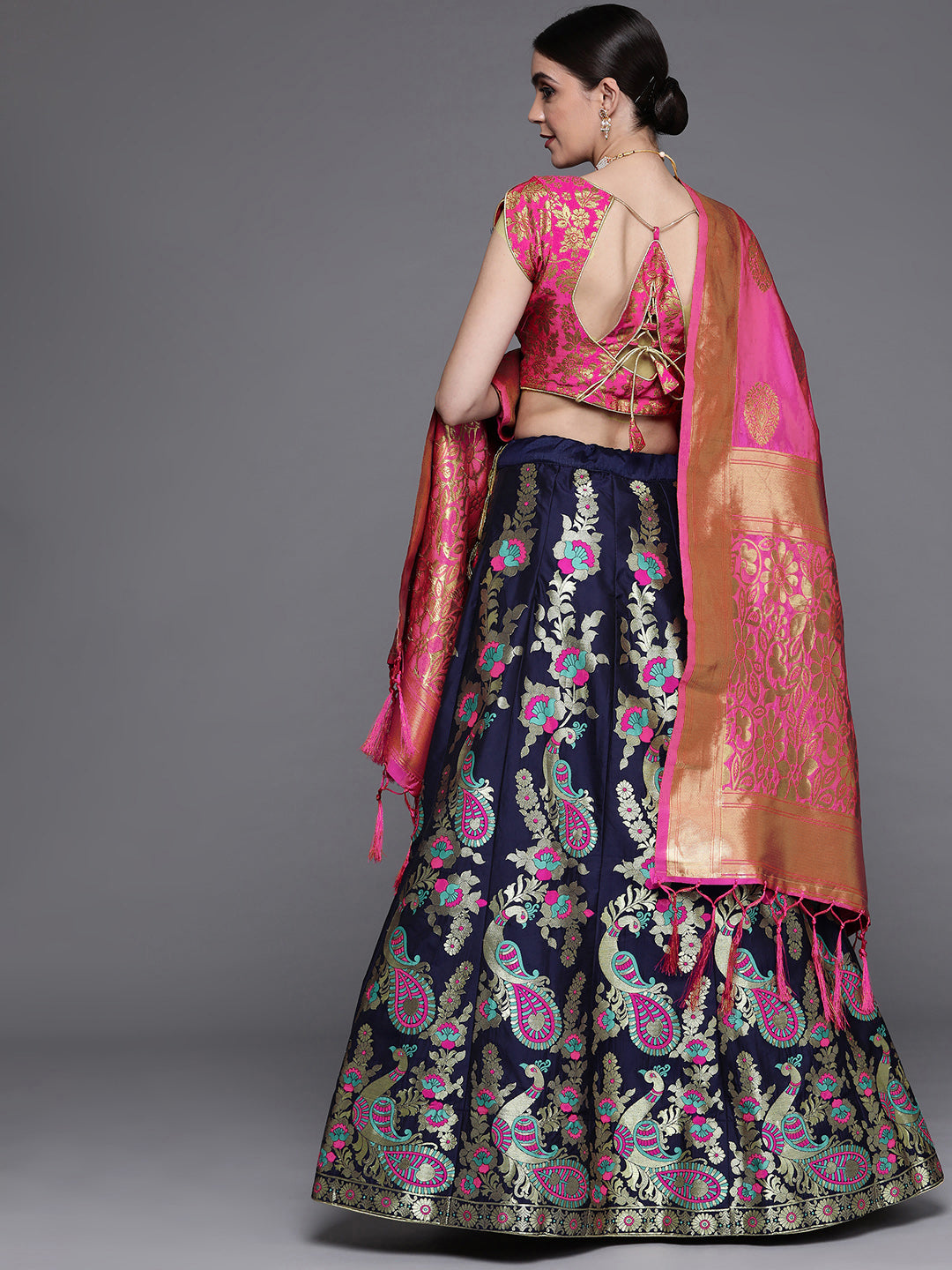 Banarasi Silk Lehenga Choli with Zari & Resham Weaving