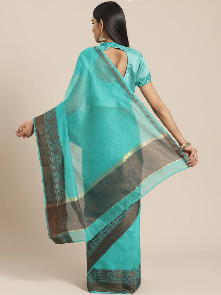 Deep Tones Banarasi Chanderi Saree with Oxdized Zari Floral Resham Weaving