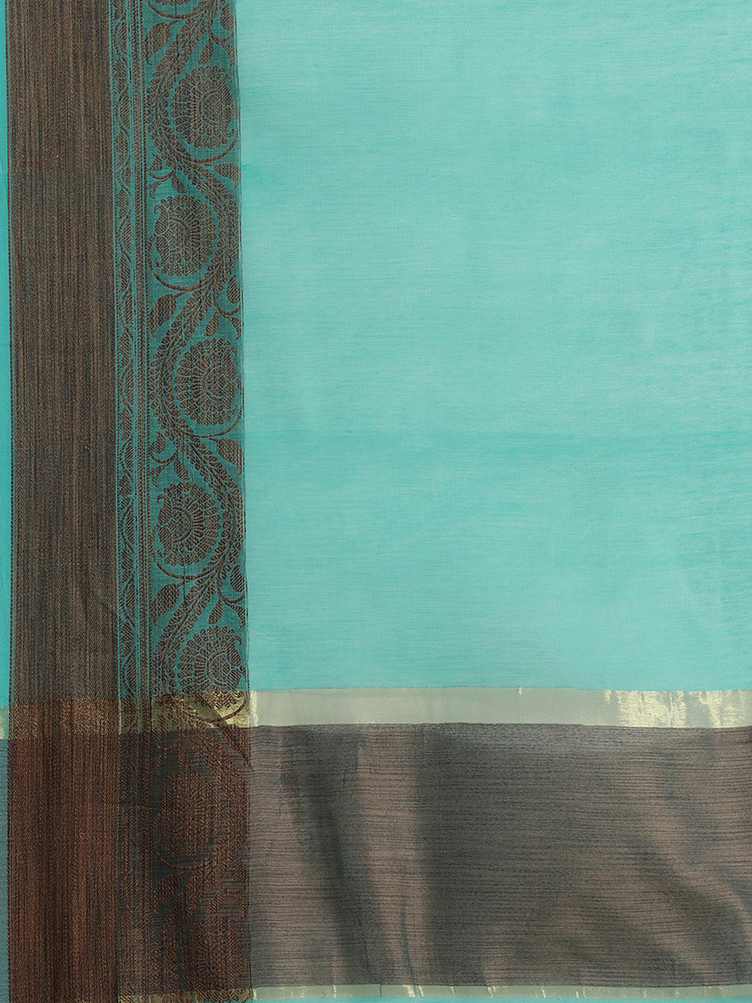 Deep Tones Banarasi Chanderi Saree with Oxdized Zari Floral Resham Weaving