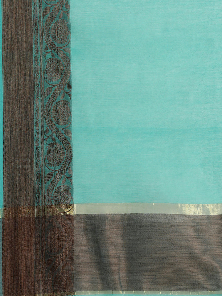 Deep Tones Banarasi Chanderi Saree with Oxdized Zari Floral Resham Weaving