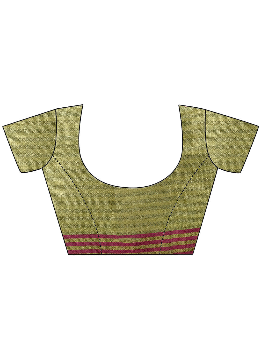 Green PInk Chanderi Silk saree with checkered print and Zari handloom motifs