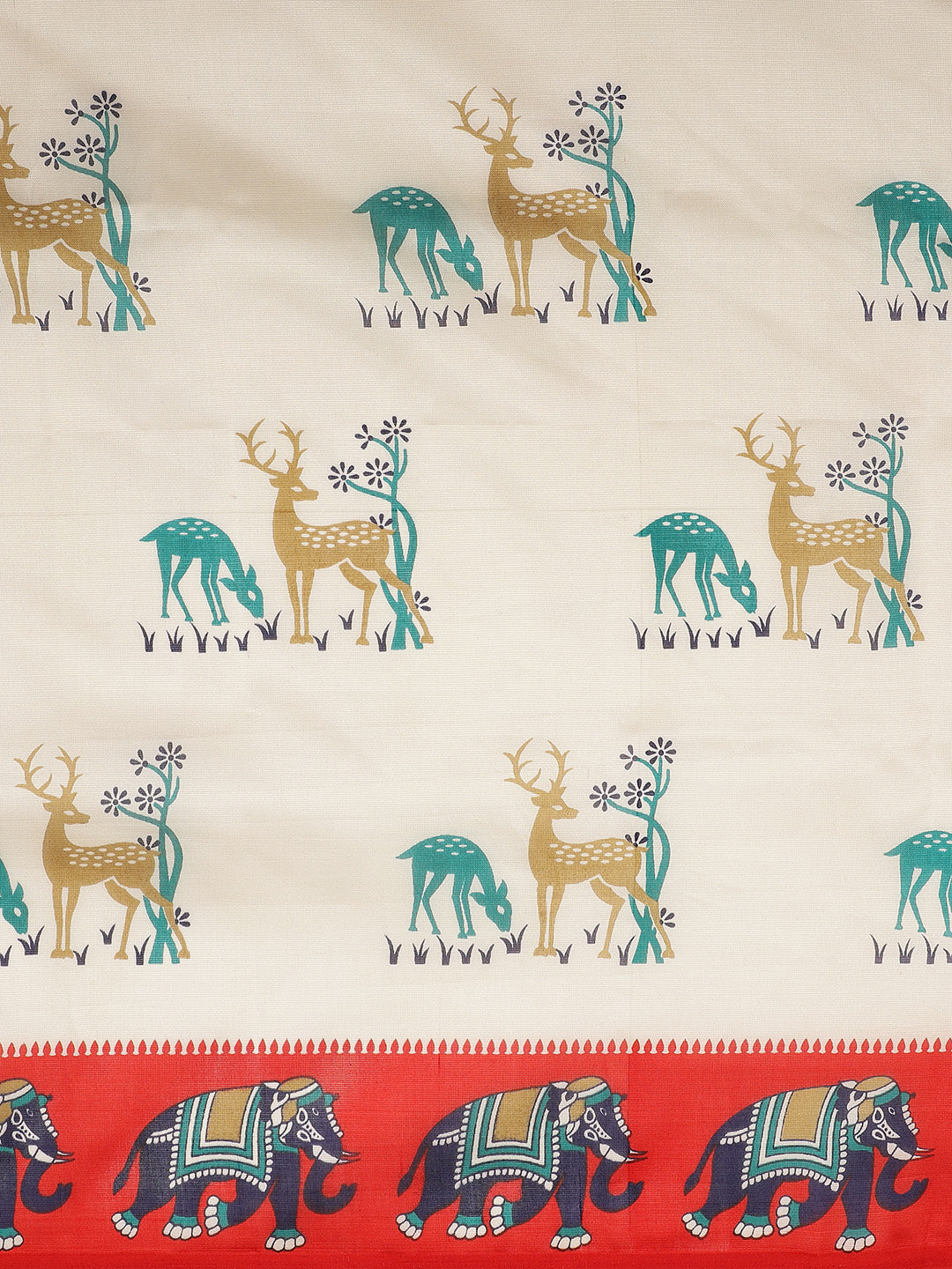 Bhagalpuri Silk Printed Saree with Animal Motifs