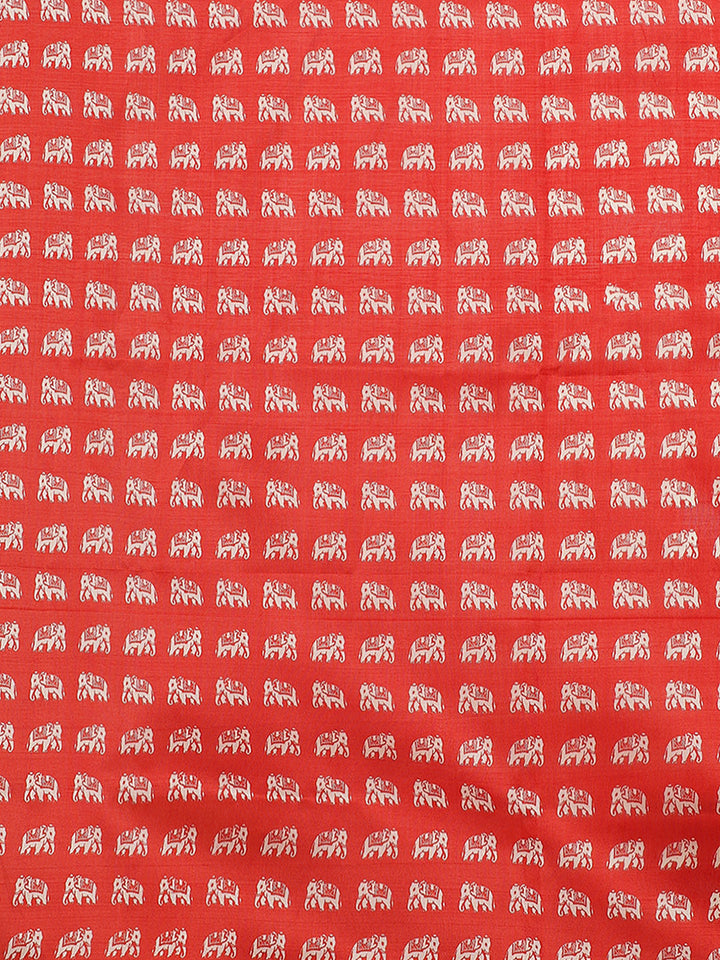 Bhagalpuri Silk Printed Saree with Animal Motifs