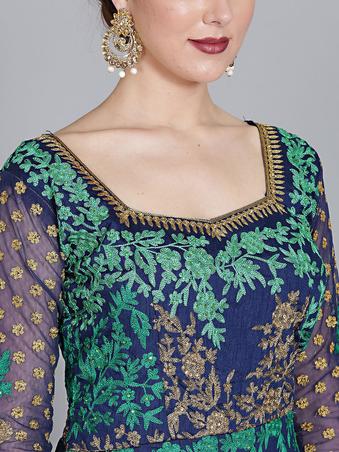 Zari and Resham Embroidered Anarkali Suit