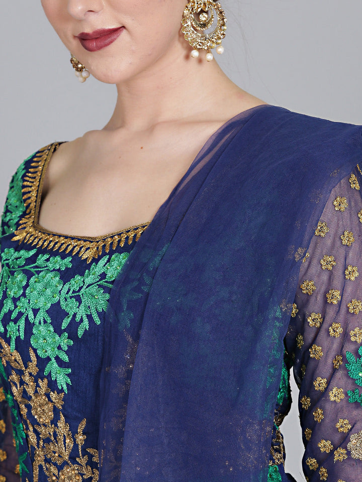 Zari and Resham Embroidered Anarkali Suit