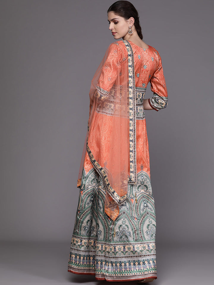 Embellished Gown and Dupatta with Bohemian Tribal Inspired print