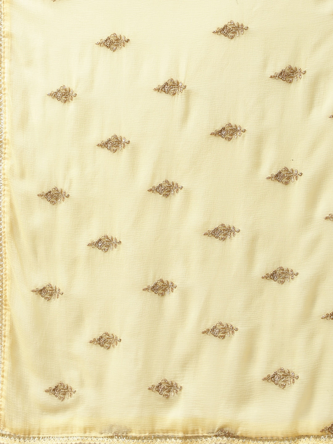 Lemon Chanderi Silk Kurta Sharara Set With Gold Aari Embroidery & Embellished Dupatta