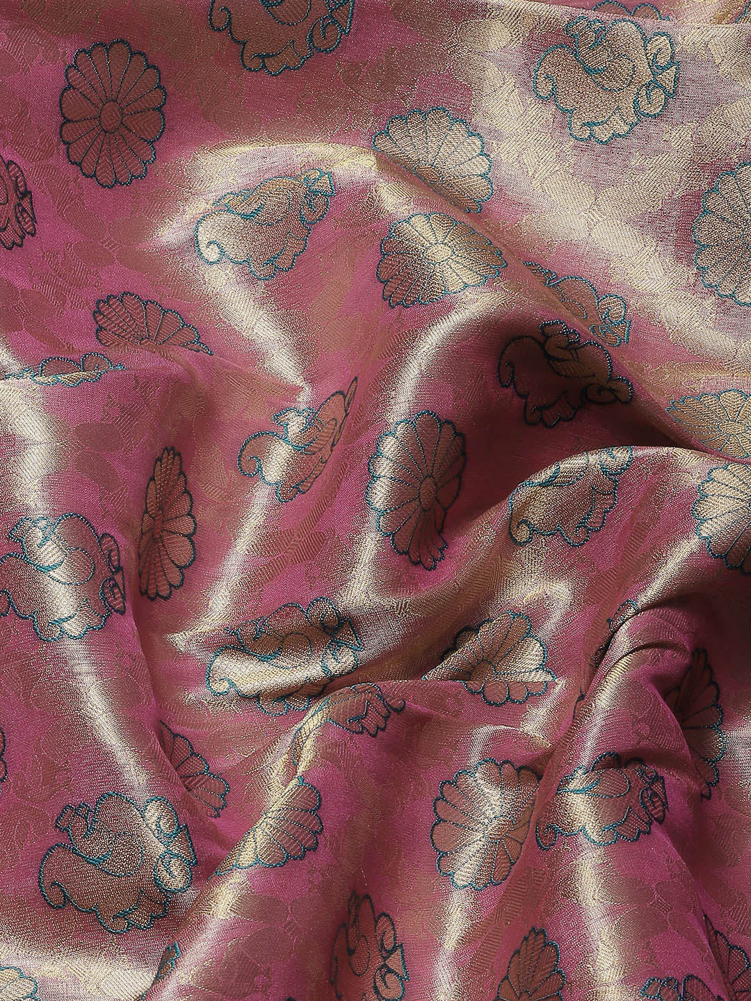 Fuchsia & Teal Zari Embellished Peacock Motifs Banarasi Silk Saree